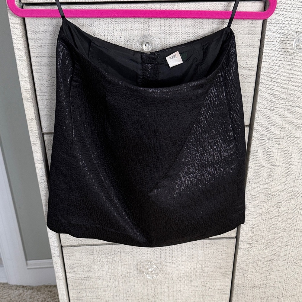 J. Crew Cotton Silk Blend Shine Black Mini Skirt with Pockets